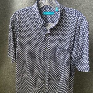 Tori Richard Navy and White Patterned Men's Shirt